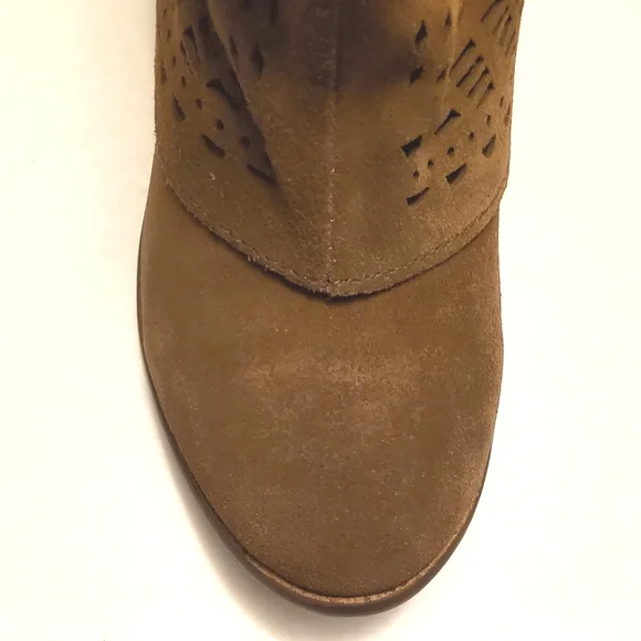 New NAUGHTY MONKEY LYRICS TAN LASER CUT PERFORATED ANKLE BOOTS 8 - Picture 7 of 9